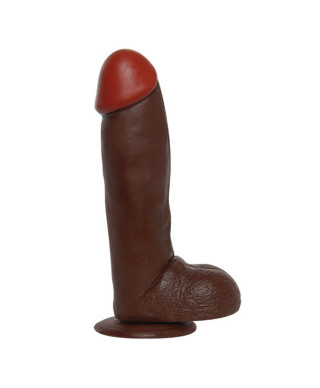 Ciemne brązowe dildo gruby penis z jądrami 31cm