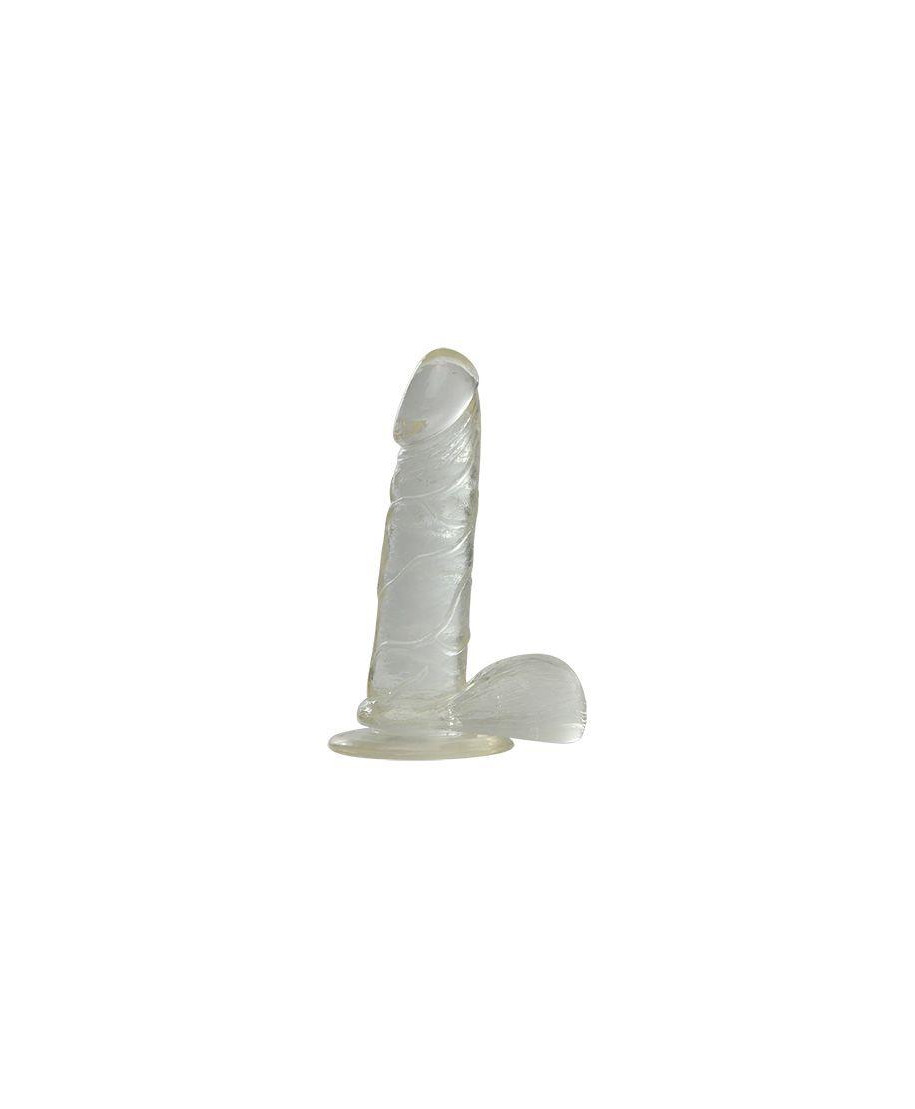 Żelowy penis dildo żyłki jądra przyssawka sex 16cm