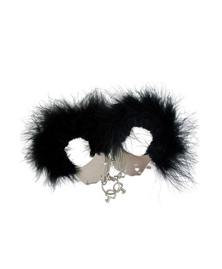 Kajdanki-śmieszna zabawka-kadanki - metallic handcuffsfeather cov black