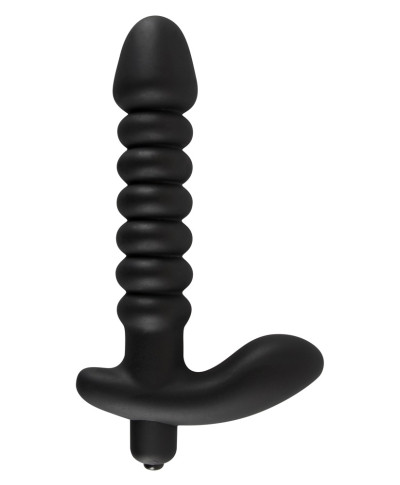 Dildo korek analny czarny prążkowany 17 cm