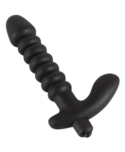 Dildo korek analny czarny prążkowany 17 cm