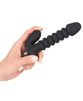 Dildo korek analny czarny prążkowany 17 cm