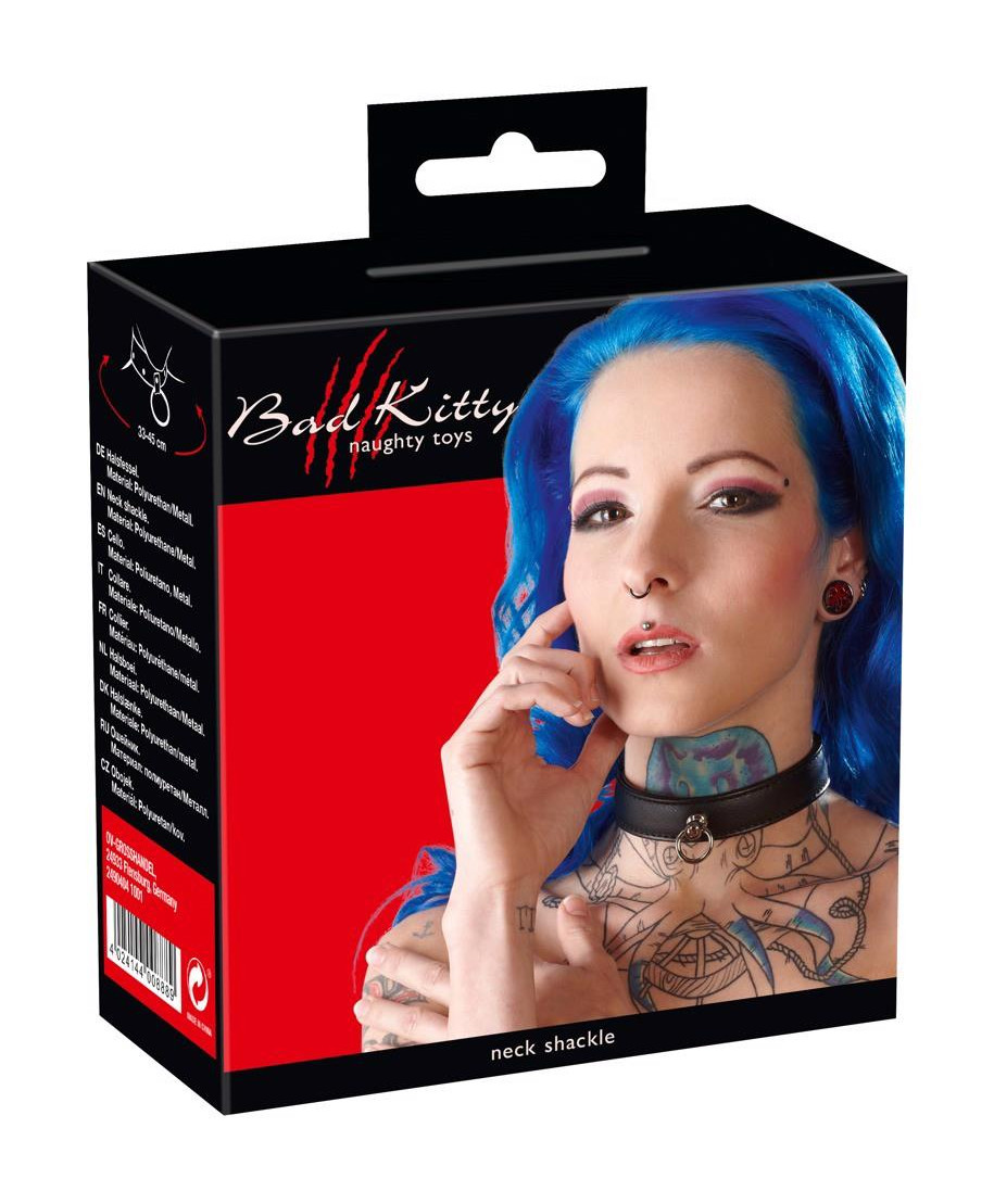 Wąska obroża choker skórzany z pierścieniem bdsm