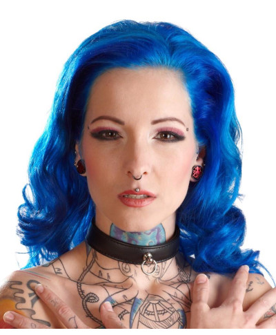 Wąska obroża choker skórzany z pierścieniem bdsm