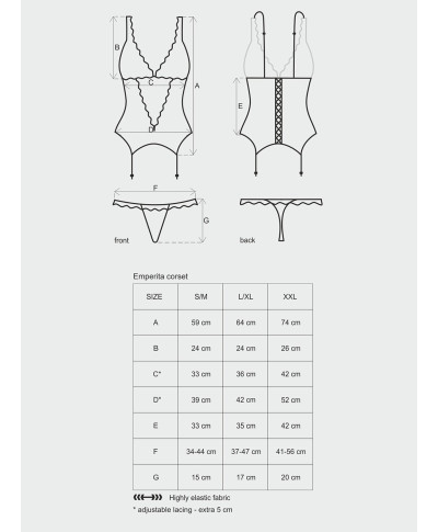 Gorset stringi czarny sex komplet obsessive lxl