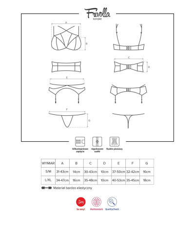 Biustonosz pas stringi sex komplet obsessive lxl