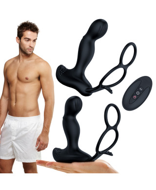 Masażer prostaty z funkcją grzania pierścień na penisa jądra 7trybów USB