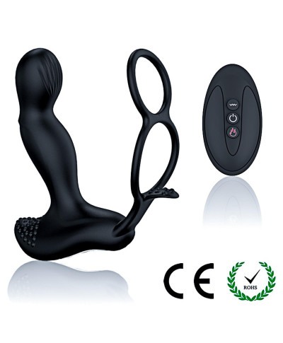 Masażer prostaty z funkcją grzania pierścień na penisa jądra 7trybów USB