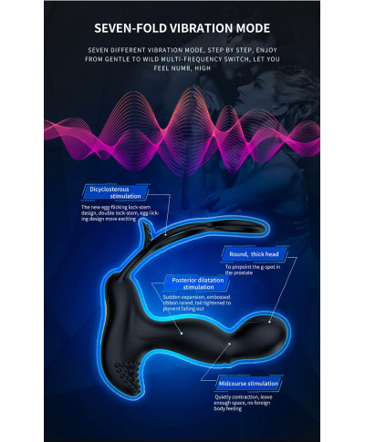 Masażer prostaty z funkcją grzania pierścień na penisa jądra 7trybów USB