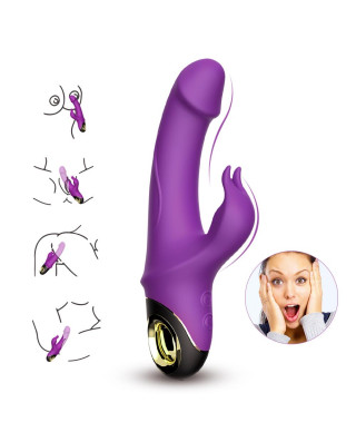 Wibrator królik z masażerem łechtaczki 22cm 9 tryb