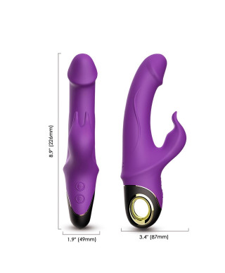 Wibrator królik z masażerem łechtaczki 22cm 9 tryb