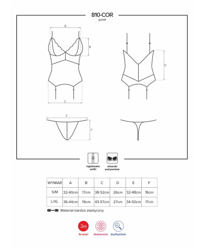 Koronkowy gorset stringi komplet obsessive lxl