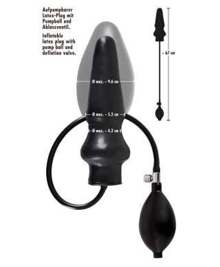 Lateksowy pompowany plug analny powiększany 20cm