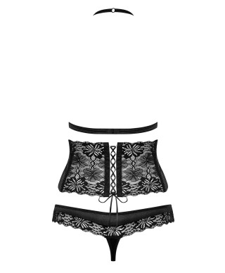 Komplet koronka stanik pas stringi obsessive lxl