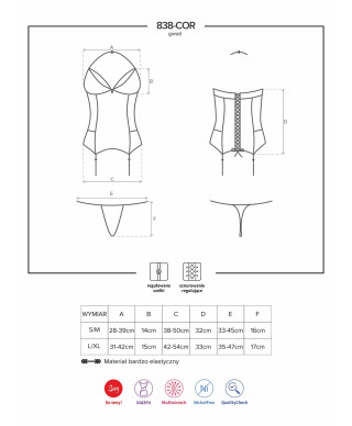 Czerwony gorset stringi sex komplet obsessive lxl