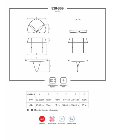 Czerwony komplet biustonosz stringi 838-seg-3 lxl