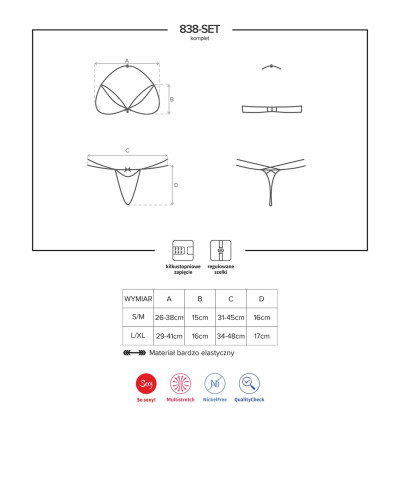 Koronkowy komplet biustonosz stringi obsessive lxl