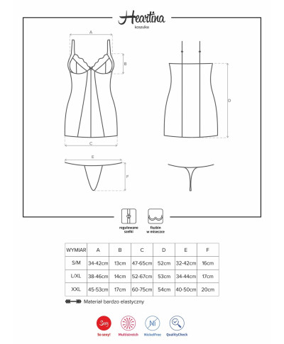 Gorąca sex koszulka stringi komplet heartina lxl