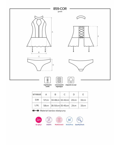 Gorset ze spódniczką figi komplet obsessive lxl