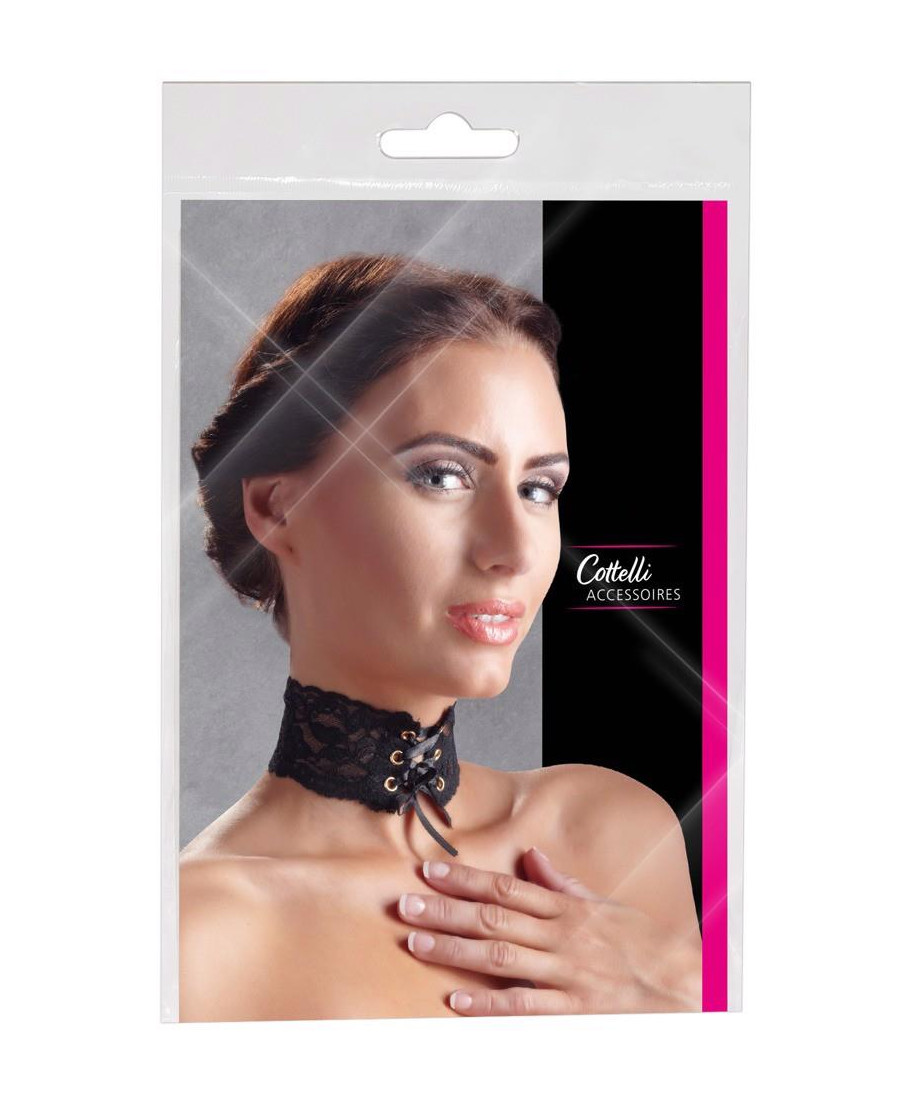 Wiązana obroża na szyję wysoka z koronki sex bdsm