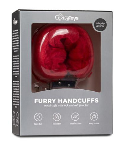 Kajdanki-furry handcuffs - red