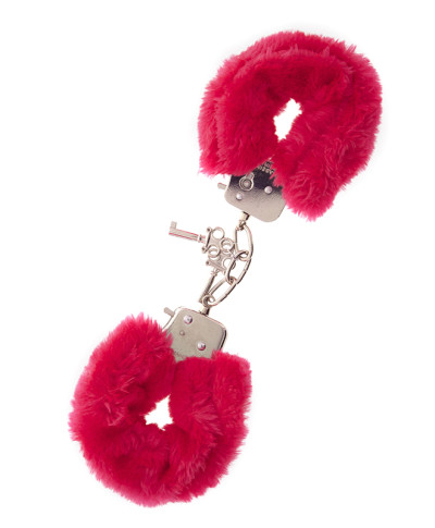 Kajdanki-METAL HANDCUFF WITH PLUSH RED