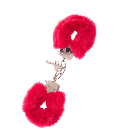 Kajdanki-METAL HANDCUFF WITH PLUSH RED