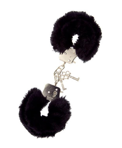 Kajdanki-METAL HANDCUFF WITH PLUSH BLACK