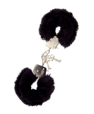 Kajdanki-METAL HANDCUFF WITH PLUSH BLACK