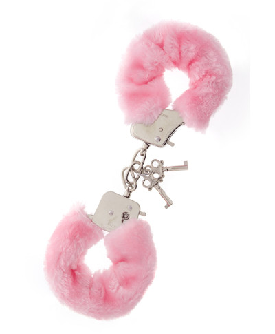 Kajdanki-METAL HANDCUFF WITH PLUSH PINK