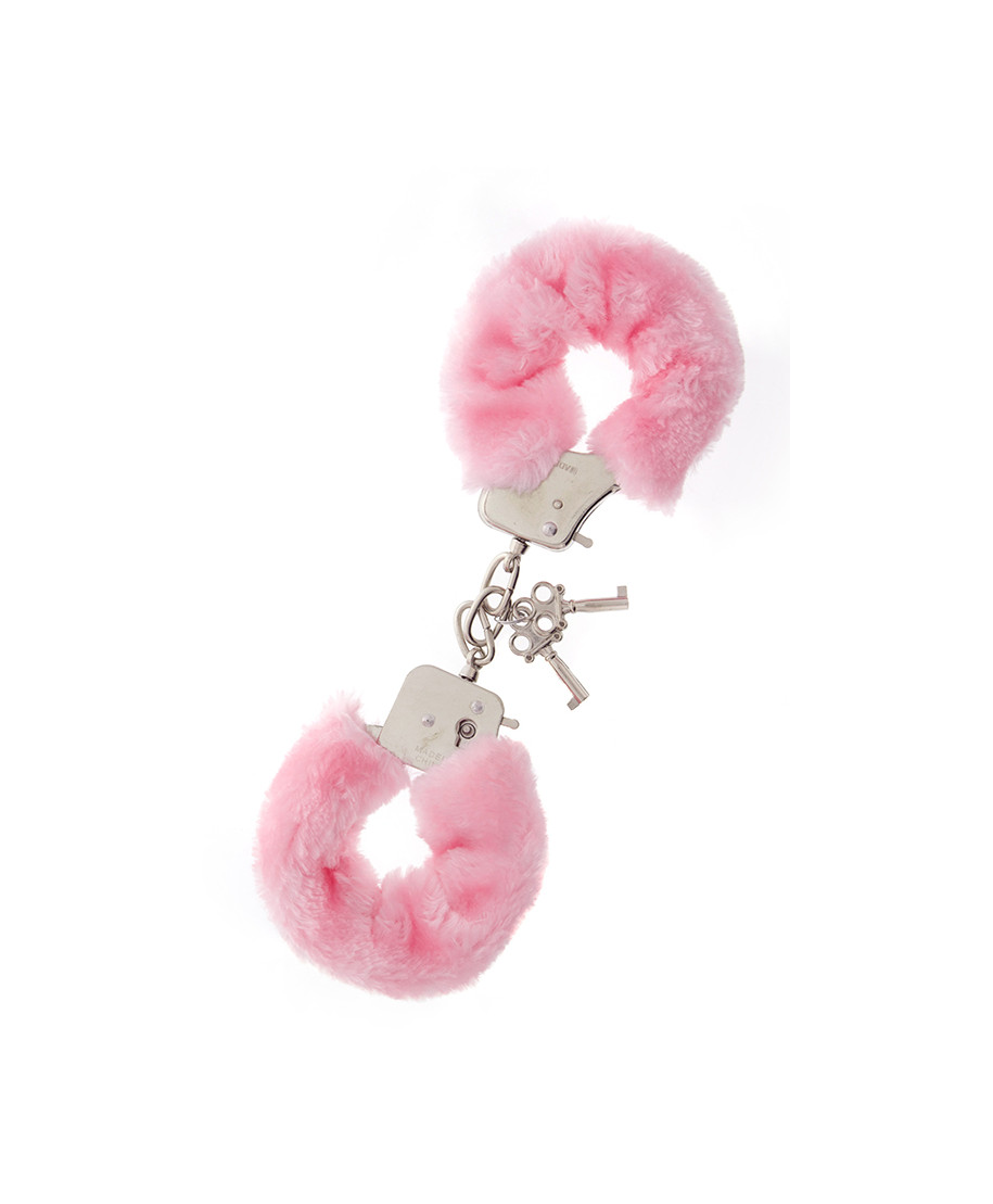 Kajdanki-METAL HANDCUFF WITH PLUSH PINK