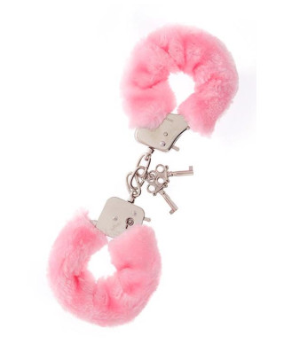 Kajdanki-METAL HANDCUFF WITH PLUSH PINK