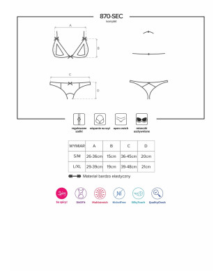 Komplet biustonosz stringi obsessive 870-sec-3 sm