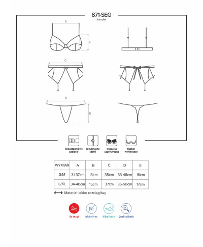 Komplet biustonosz stringi pas sex obsessive lxl