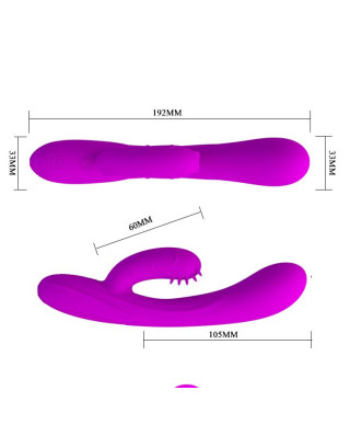 Wibrator z masażerem łechtaczki z wypustkami 19cm