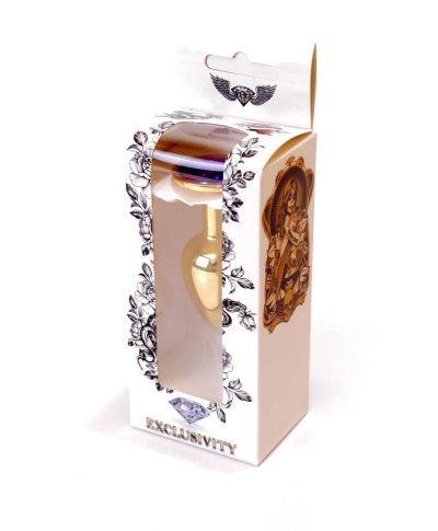 Stalowy korek analny plug złoty sex kryształ 7cm