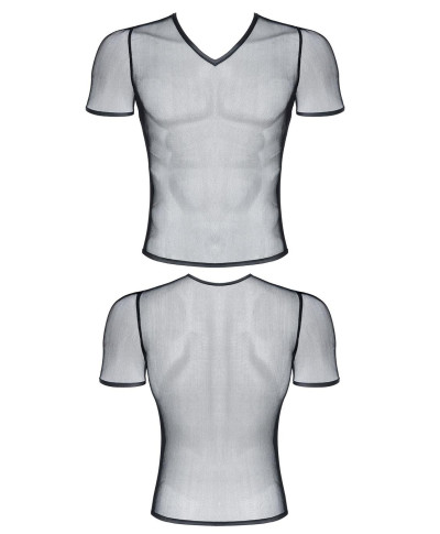 Męski t-shirt z elastycznej siatki w serek m