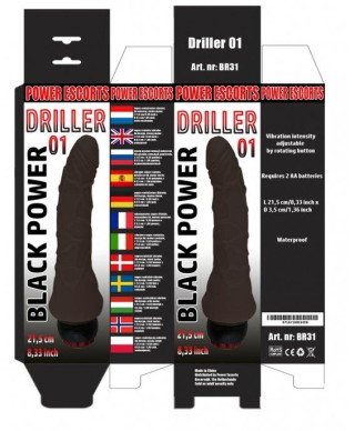 Driller 01 black 215 cm realistic vibrating