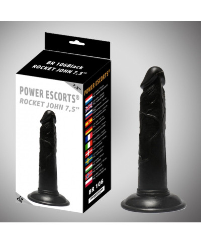 Rocket john 75 inch black realistic dildo 75 inch 19 cm