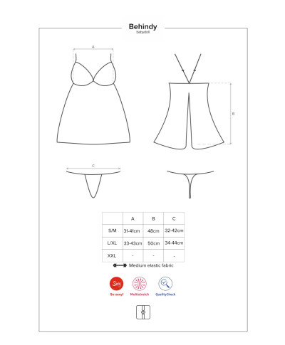 Koszulka babydoll stringi komplet obsessive lxl