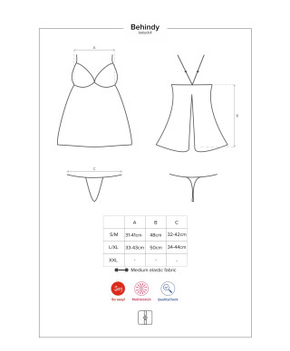 Koszulka babydoll stringi komplet obsessive lxl