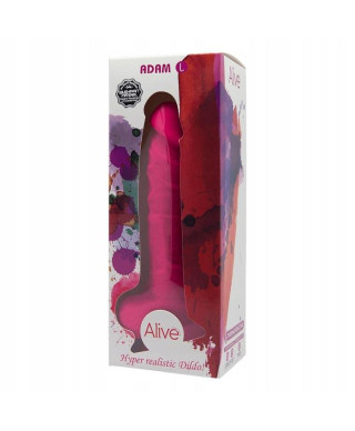 Różowe żylaste dildo z przyssawką i jądrami 215cm