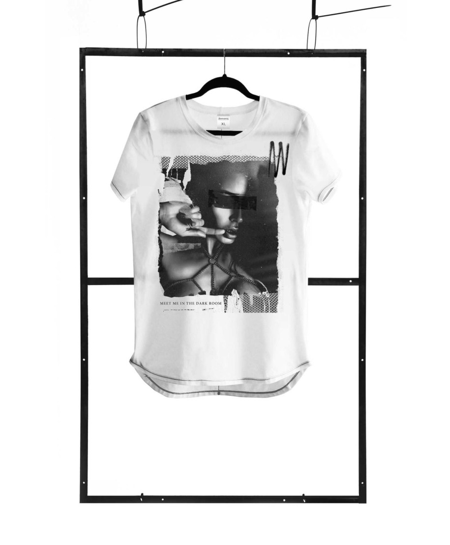 T-shirt men white S fashion