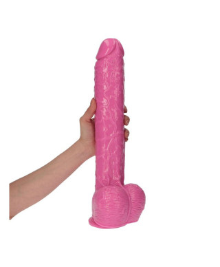 Wielki różowy penis ogromne dildo z jądrami 30 cm