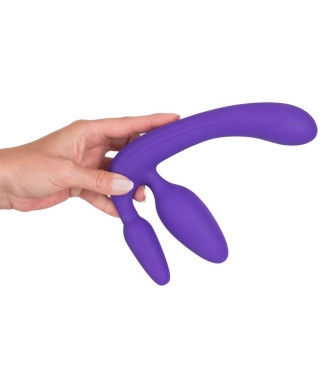 Potrójne dildo strap-on penetracja każdej dziurki