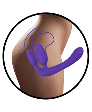 Potrójne dildo strap-on penetracja każdej dziurki
