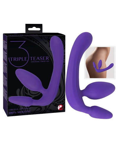 Potrójne dildo strap-on penetracja każdej dziurki