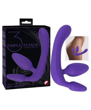 Potrójne dildo strap-on penetracja każdej dziurki