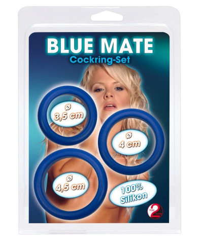 3 blue silicone rings