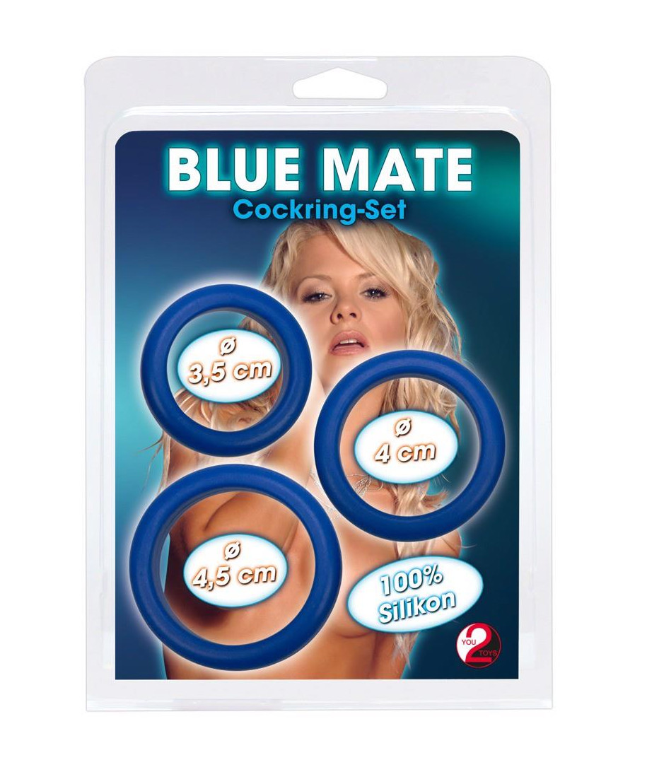 3 blue silicone rings